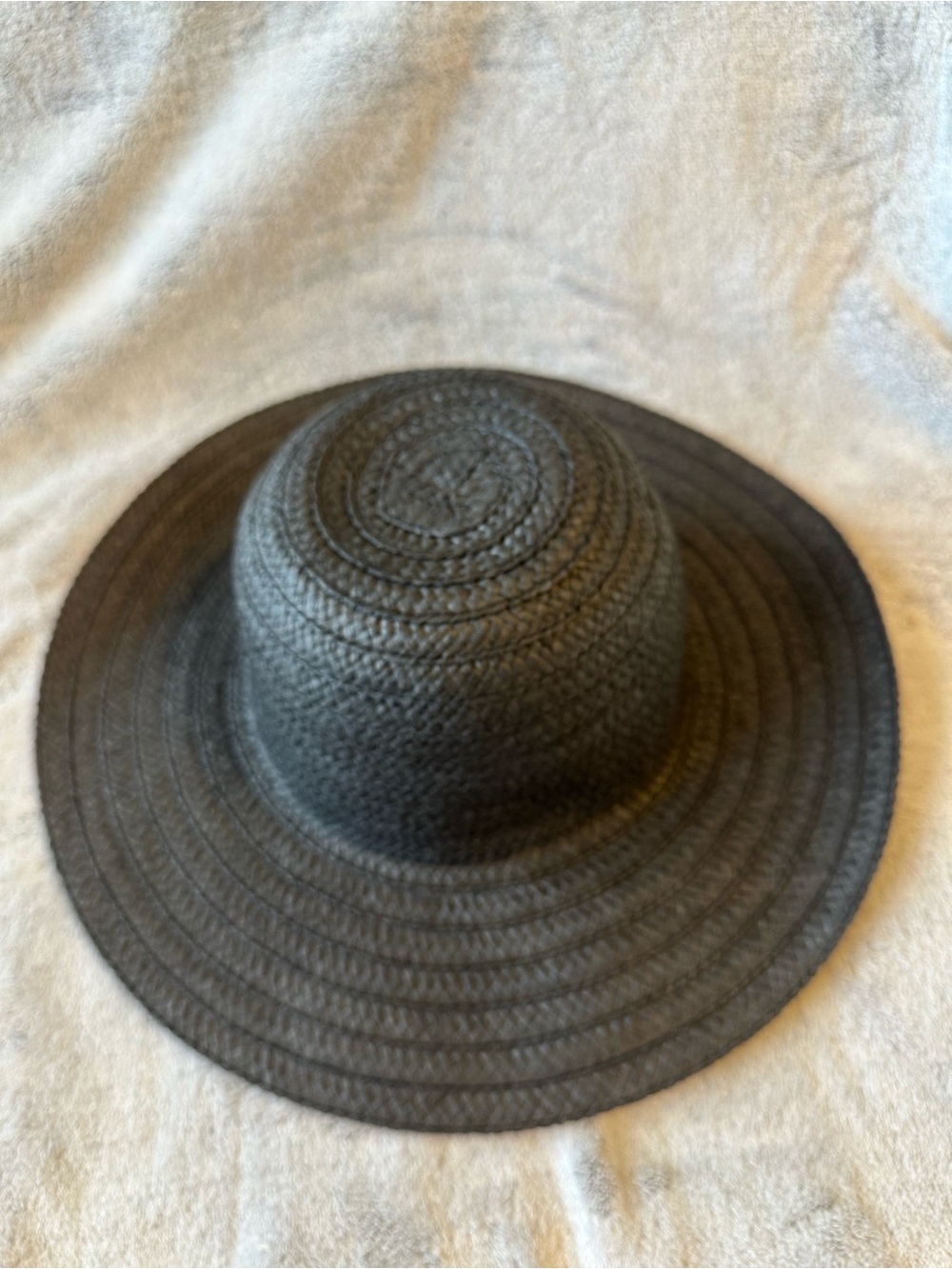 Wide Brim Straw Sun Hat in Dark Gray